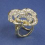 Brosche-Clip für Schals und Tücher, weiße Strasssteine, Blüte, 33 mm ±, goldfarbenes Metall, Clipverschluss, Durchmesser ca. 22 mm