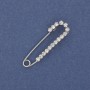 Brosche mit Stecknadel, weiße Strasssteine, 36×10 mm, silberfarbenes Metall