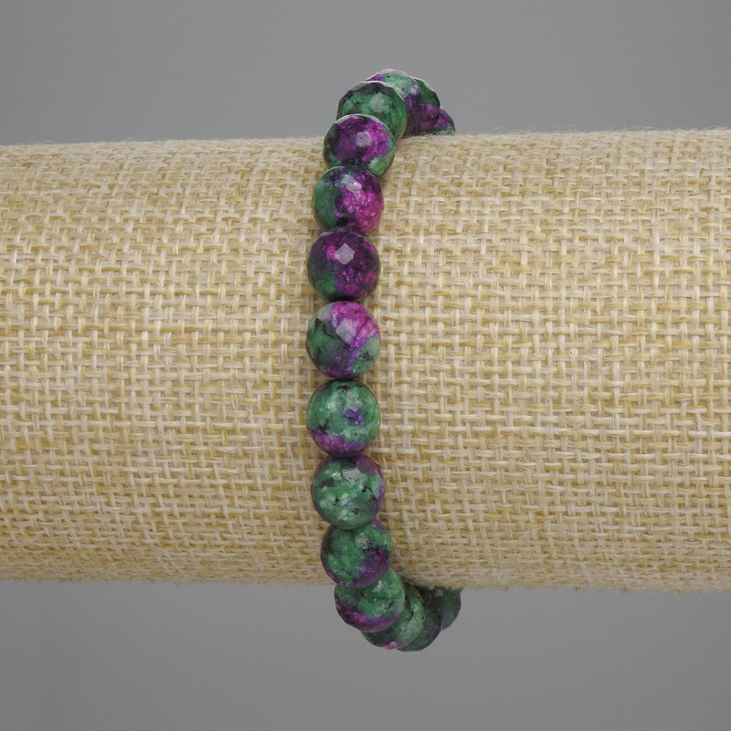 Armband Zoisit, facettierte Kugeln 8 mm, Länge ca. 18 cm, Stretcharmband