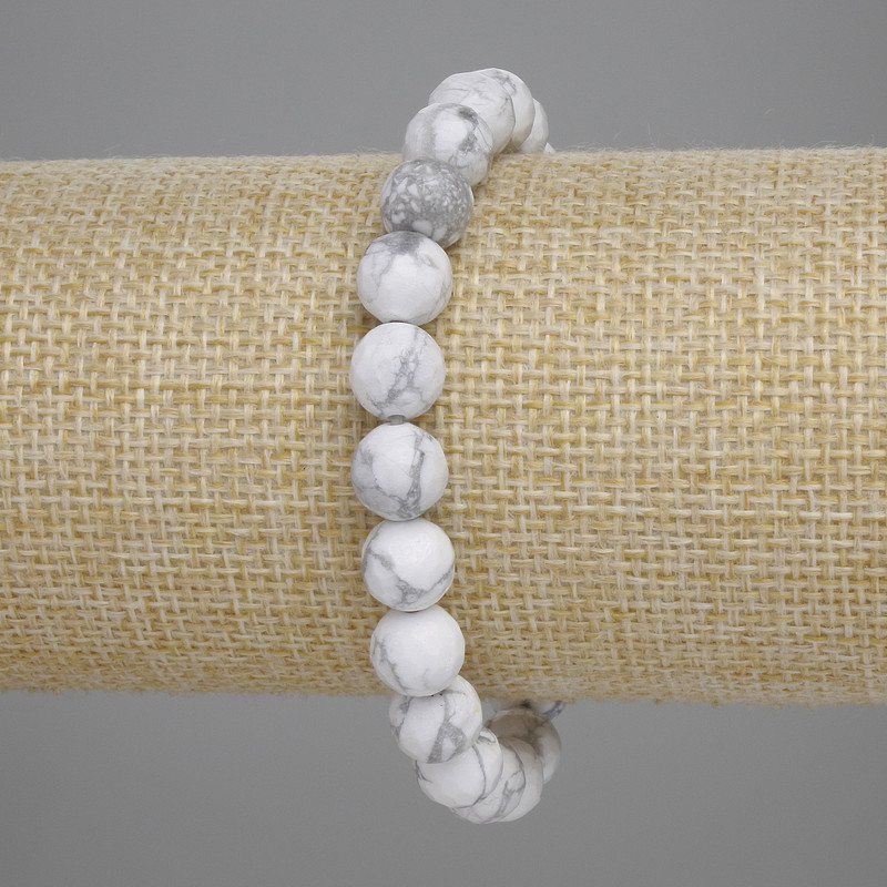 Kaholong-Armband, facettierte Kugeln, Durchmesser ca. 8 mm, Länge ca. 18 cm, Stretch