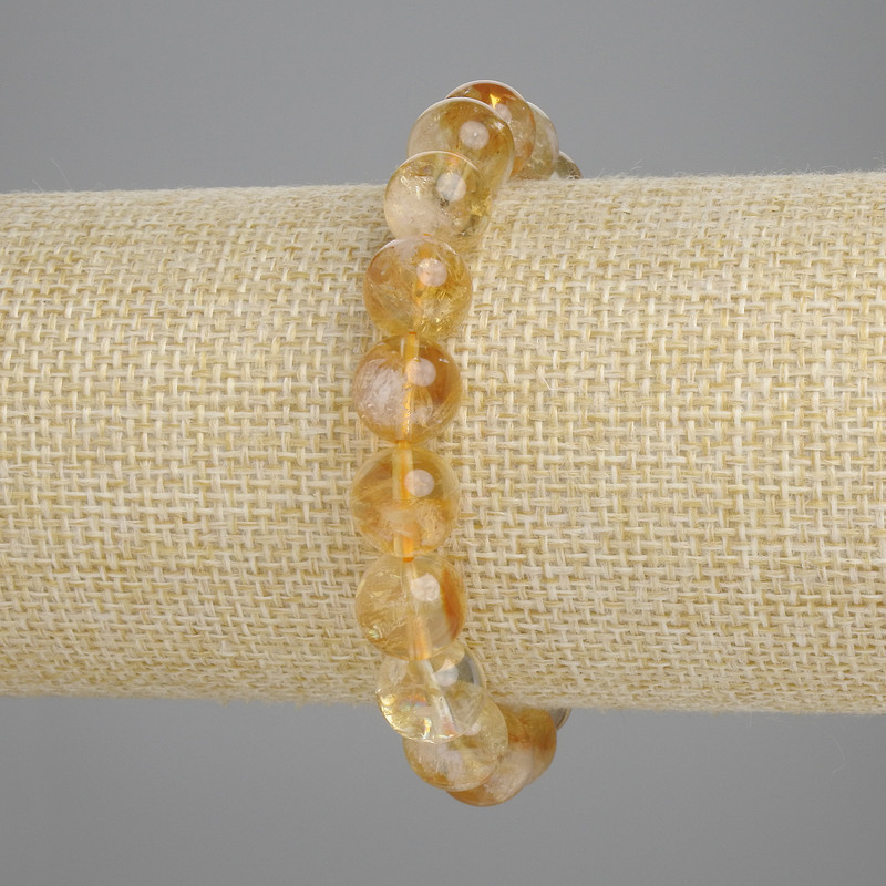 Citrin-Armband, glatte Kugeln, Durchmesser ca. 10 mm, Länge ca. 18 cm, elastisches Armband