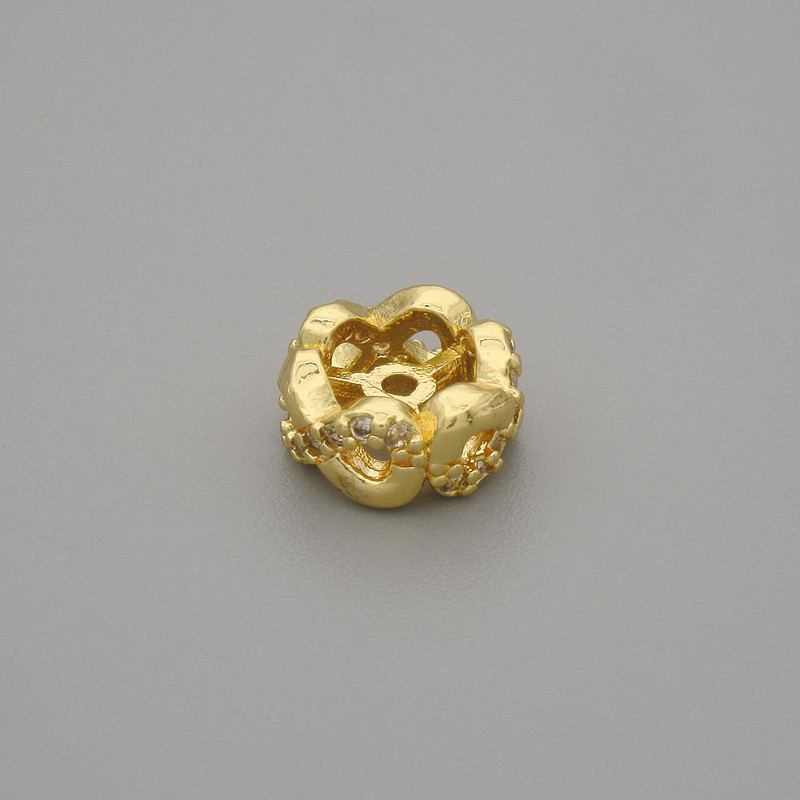 Perleinsatz aus goldfarbenem Metall, Durchmesser 8×4 mm, Lochdurchmesser ca. 1,1 mm, pro Stück
