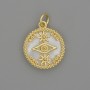 Anhänger 'Auge' aus Perlmutt, goldfarbenes Metall, Durchmesser ca. 15 mm ±, Länge ca. 20 mm ±