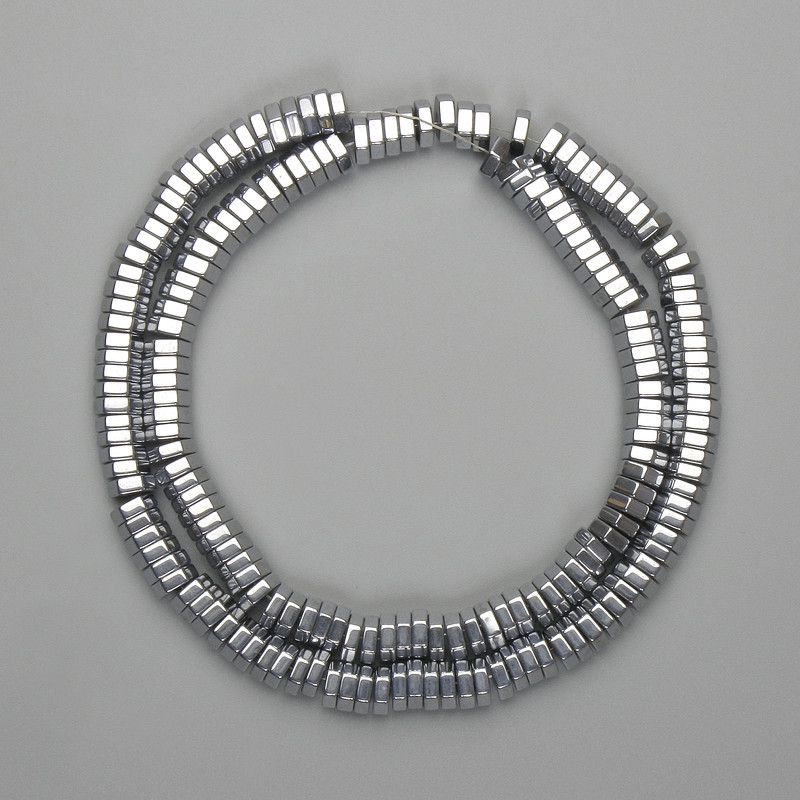 Hämatit-Perlen, facettierte Rondellen 6×2 mm – silberfarben, Länge 40 cm+