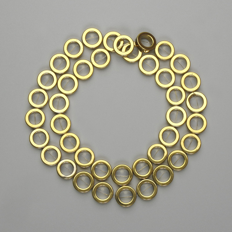 Hämatit-Perlen goldfarben Ø 9 mm, Länge ca. 38 cm