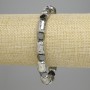 Armband Lava Zylinder, helles Silber, 12×8 mm ± Hämatit, facettiert 5 mm, 5×6 mm ±, Länge 18 cm ±, elastisch