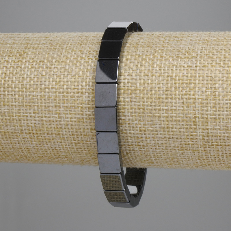 Hämatit-Stretch-Armband, quadratische Glieder 8×8 mm, Länge 18 cm +-