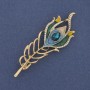 Brosche in Federform Emaille Strasssteine goldfarbenes Metall 72 × 24 mm +