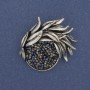 Brosche-Anhänger Akzent, silberfarbenes Metall, Strass, 44×40 mm+