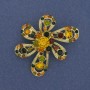 Blumenbrosche mit Strasssteinen – goldfarbenes Metall, 46×47 mm+