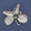Brosche-Anhänger Blatt mit Strass silberfarbenes Metall 60×63 mm+