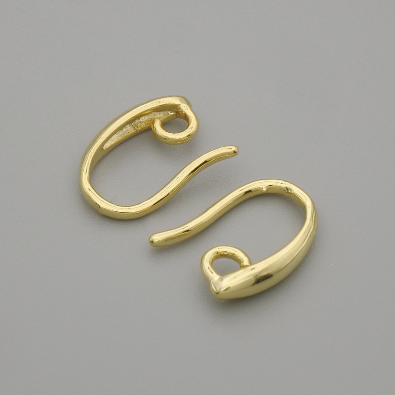 Ohrhaken für Ohrringe, goldfarbenes Metall, 14 × 2 mm ± Paar