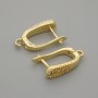 Ohrhaken für Ohrringe, weiße Strasssteine, goldfarbenes Metall, 15 × 4 mm, Paar