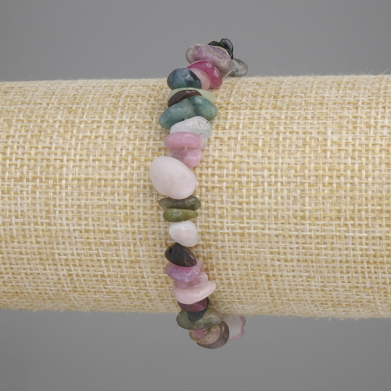 Armband Turmalin-Krümel, Durchmesser 6–14×2–7 mm ±, Länge ca. 18 cm, elastisch