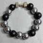Armband aus Hämatit und Schungit – Kugeln 12 mm ± – mit Metall-Einlage, Länge 18 cm ± Stretch
