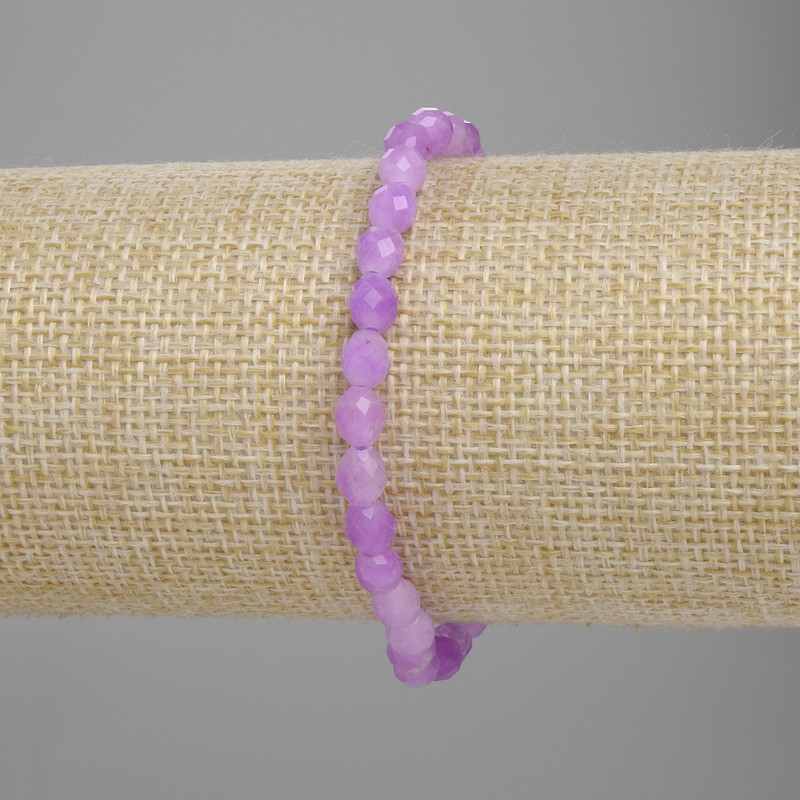 Armband Lavendel-Amethyst, facettierte Perlen, Durchmesser ca. 6×5 mm, Länge ca. 18 cm, Stretchband