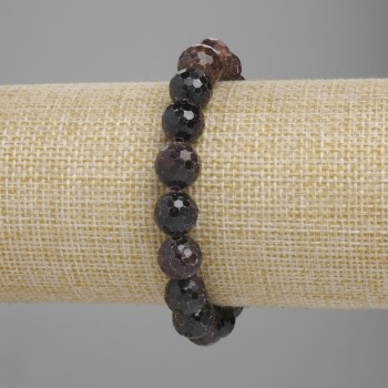 Armband aus Granat, facettierte Kugeln, Durchmesser ca. 10 mm, Länge ca. 18 cm, Stretch