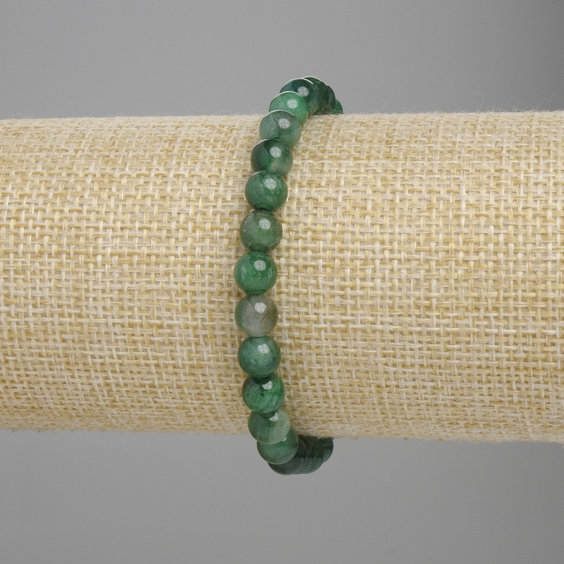 Armband aus Smaragd – glatte Kugeln, Durchmesser 6 mm ±, Länge 18 cm ±, Stretcharmband