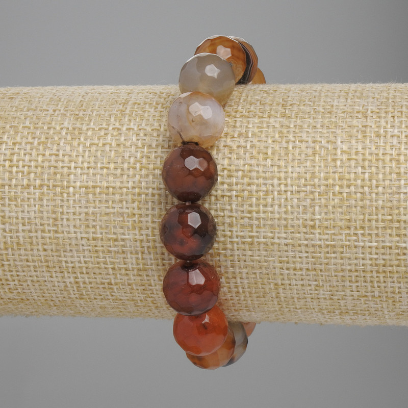 Armband aus facettiertem Achat, Kugeldurchmesser ca. 12 mm, Länge ca. 18 cm, Stretcharmband