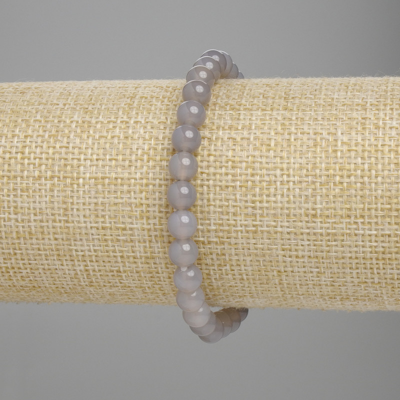 Armband aus rauchigem Achat, glatte Kugeln, Durchmesser ca. 6 mm, Länge ca. 18 cm, Elastikarmband