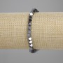 Hämatit-Armband Würfel mit Querloch 4×4 mm, Länge ca. 18 cm, Elastikband