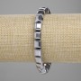 Hämatit-Würfelarmband, silberfarben, 8×8 mm, Länge ca. 18 cm, Elastikarmband