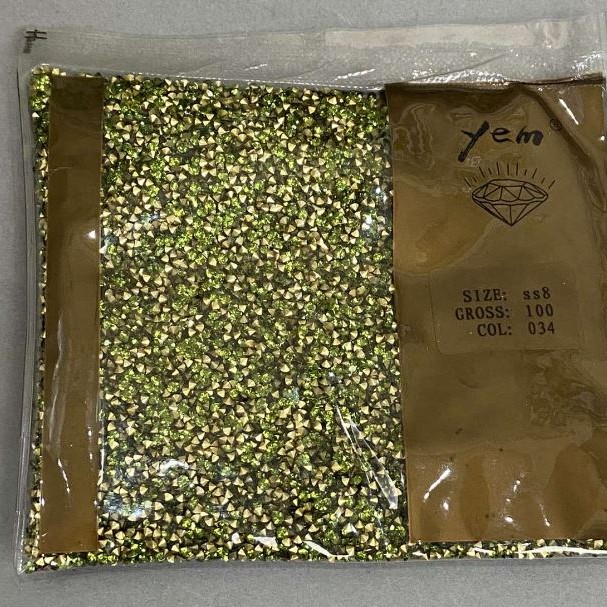Strasssteine, grün, Ø 2 mm, ± Verpackung 50 g