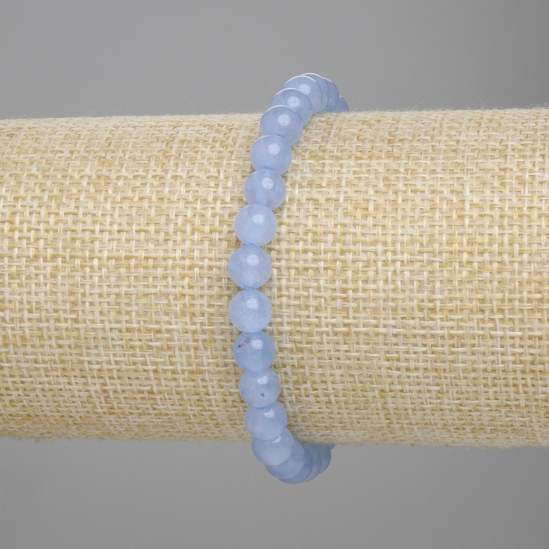 Armband aus Aquamarin – glatte Kugeln, Durchmesser ca. 6 mm, Länge ca. 18 cm, Stretcharmband