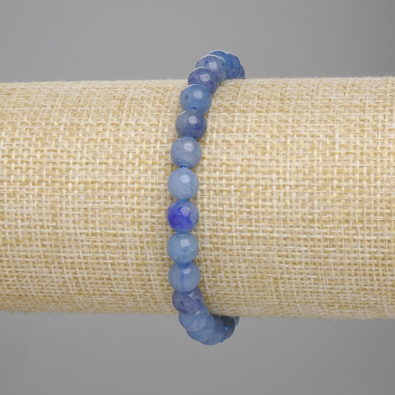 Blaues Aventurin-Armband, glatte Kugeln, Ø 7 mm, Länge ca. 18 cm, Stretch