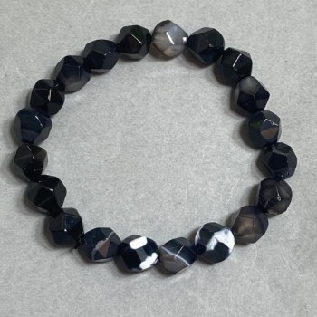 Achat-Armband mit facettierten Perlen 10×9 mm ±, Länge ca. 18 cm, elastisches Armband