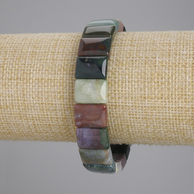 Moosachat-Armband aus Gliedern, Maße ca. 14×10 mm, Länge ca. 18 cm, Stretch