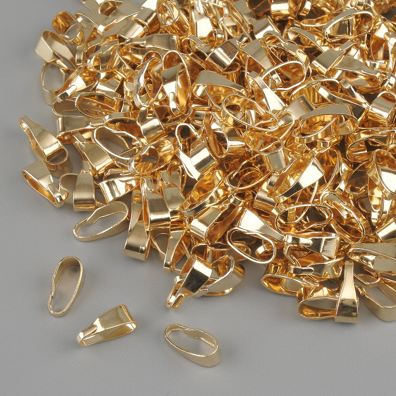 Anhängerhalter für Unteranhänger, Durchmesser ca. 3 mm, Länge ca. 7 mm, goldfarbener Metallton, Verpackung 18 g +