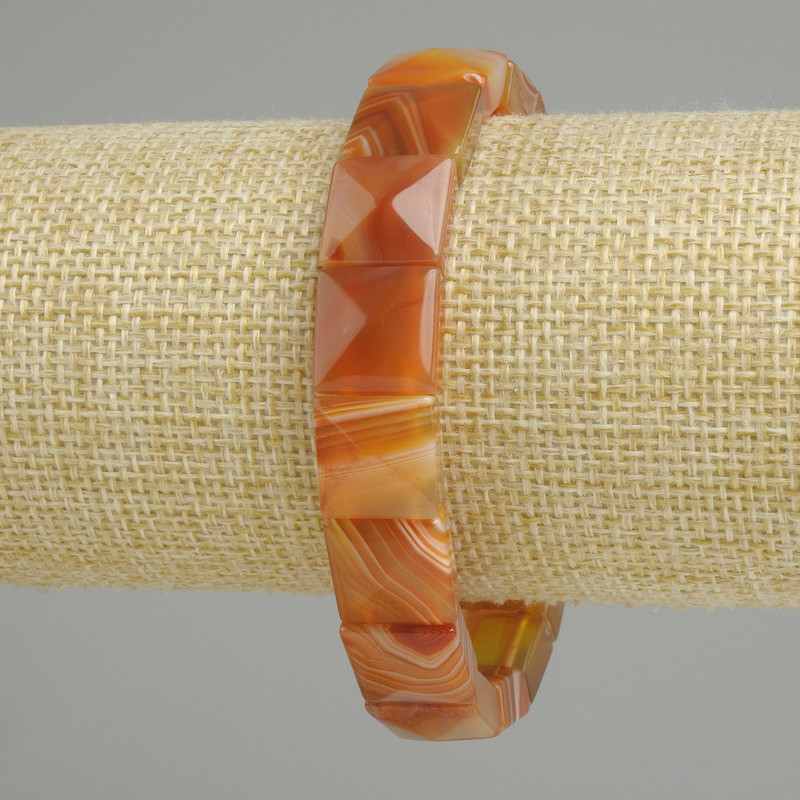 Armband aus facettiertem Achat, quadratische Perlen 12 × 12 mm, Länge 18 cm (Stretch)