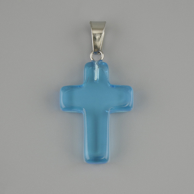 Kreuzanhänger aus tonisiertem Quarz 25 × 18 mm ±, Länge ca. 35 mm