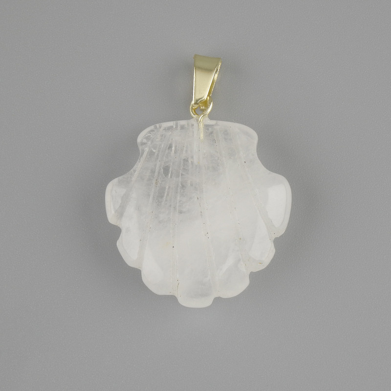 Anhänger Muschel aus Bergkristall 22×22 mm ±, Länge ca. 30 mm
