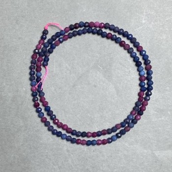 Perlen aus Saphir und Rubin, facettierte Kugeln, Durchmesser ca. 3 mm, Länge ca. 38 cm
