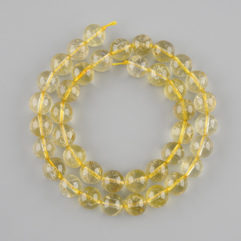 Citrin-Perlen, glatte Kugeln, Durchmesser ca. 10 mm, Länge ca. 39 cm, auf der Schnur