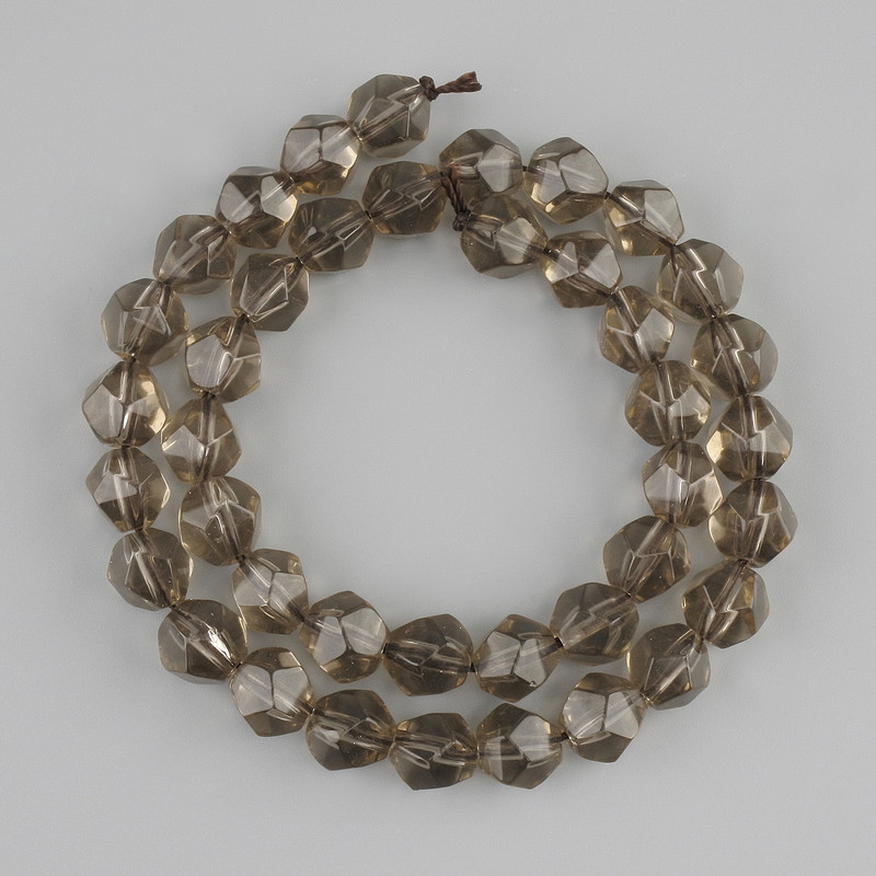 Rauchtopas-Perlen, facettierte, Durchmesser 9×8 mm, Länge ca. 37 cm, auf Schnur