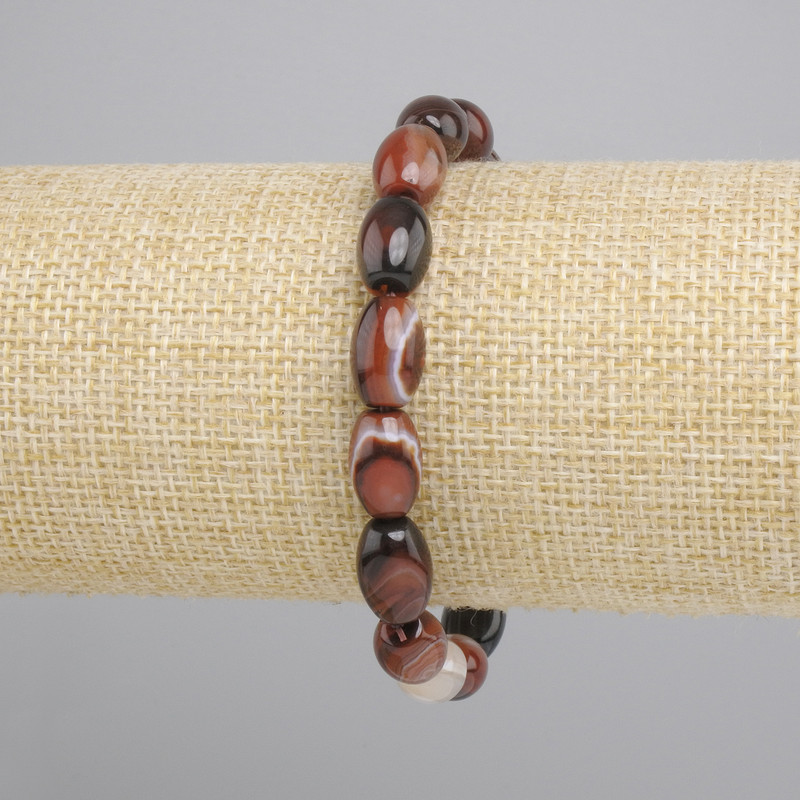 Achat-Körnchen-Armband, Durchmesser 12×8 mm, Länge ca. 18 cm, Elastikbasis