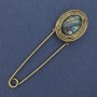 Nadelbrosche Haliotis goldfarbener Metall 80×22 mm+