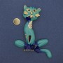 Brosche Katze mit Emaille und Strasssteinen