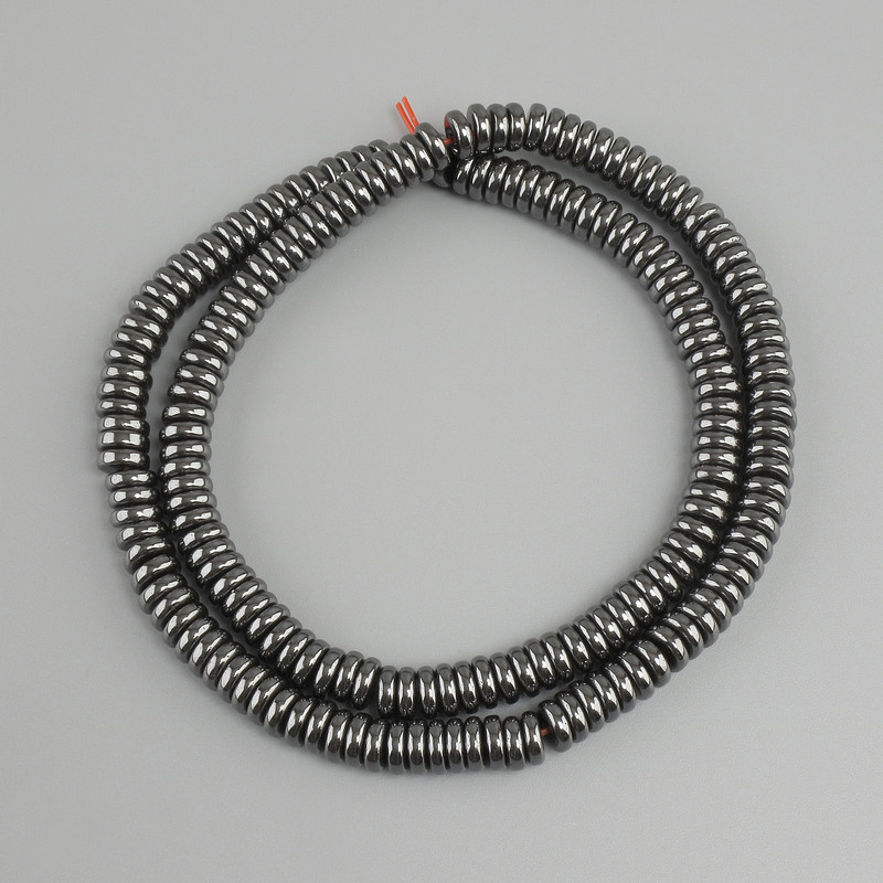 Hämatit Rondellperlen, Durchmesser 5×2 mm, Schnur 40 cm