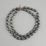 Hämatit-Perlen, Kornform, Durchmesser 8×5 mm, Länge ca. 40 cm, auf Nylonfaden
