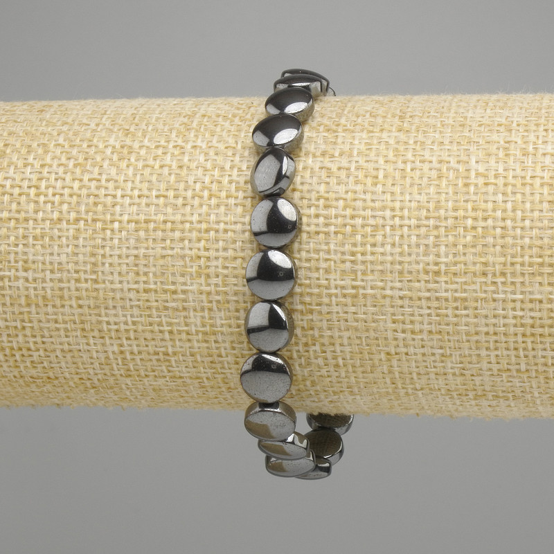 Hämatit-Münzenarmband 8 mm, Stretch, Länge ca. 18 cm
