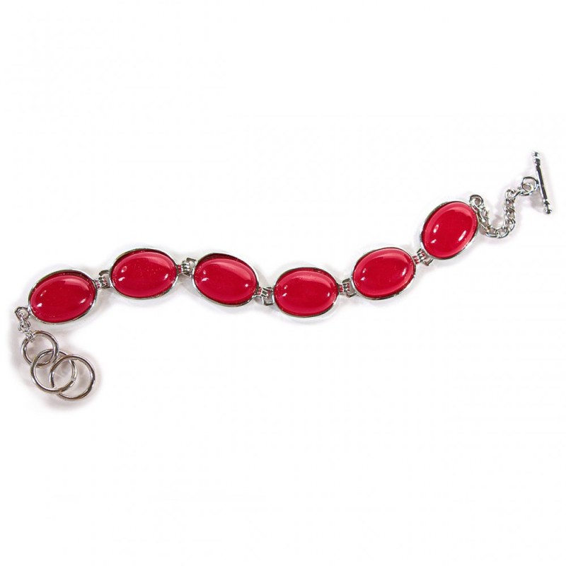 Reduziertes Damenarmband aus Turmalin, 6 ovale Steine, Toggle-Verschluss