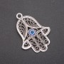 Hamsa-Anhänger mit Auge, silberfarbener Metallton, 65 mm (2er-Pack)