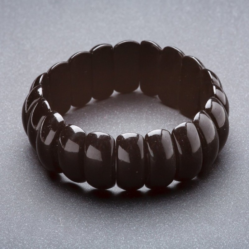 Elastisches Armband aus schwarzem Achat – Glieder-Optik, 22×8 mm