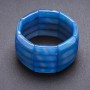 Armband Elite Achat Blau auf Elastikband, rechteckige Glieder 4x2, 8 cm