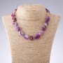 Kette aus violettem Achat, ovalförmige Perlen, Maße 15×20 mm, Länge 43 cm