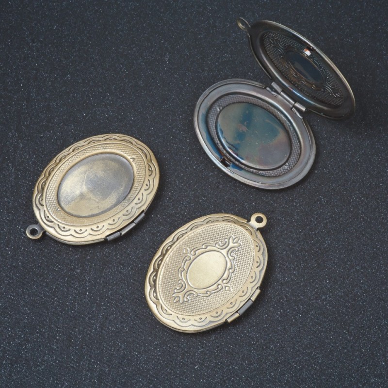 Schmuckzubehör – Anhänger mit Geheimfach am Verschluss, bronzefarben, 3 × 2,4 cm